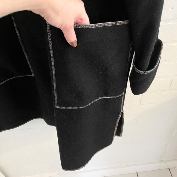 Vintage Vex Collection Women’s Pea Coat Black Contrasting stitches Wool blend M - Picture 5 of 11